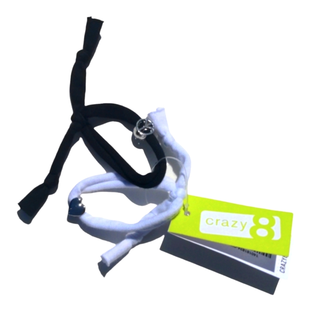 Crazy 8 Girls 4+ B/W Cloth Bracelet - Picture 1 of 5